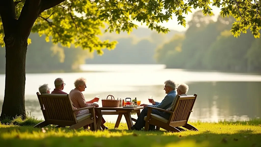 Scenic picnic spot at lakeside