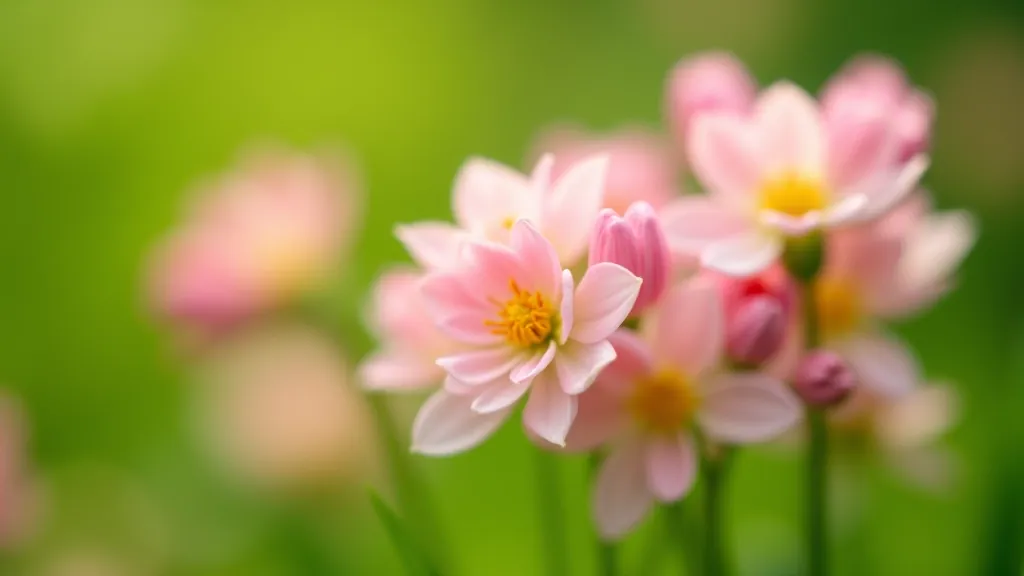 Close-up of garden flowers in bloom with blurred background, peaceful botanical setting, natural daylight, sharp focus